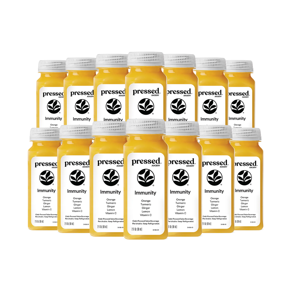 Pressed Juicery Immunity Shot 14-Pack on a transparent background