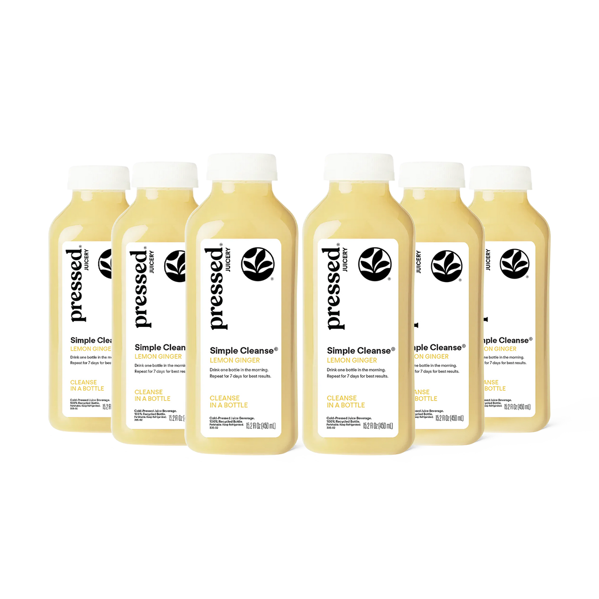 Pressed Juicery Simple Cleanse® Juice 6-Pack on a white background.