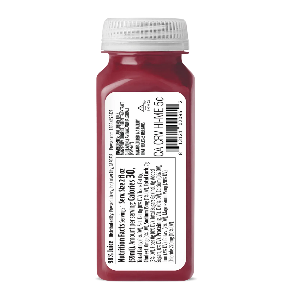 Red bottle with a white label on a white background