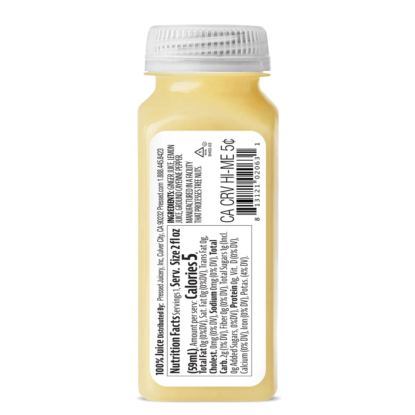 Yellow bottle with a white label on a white background