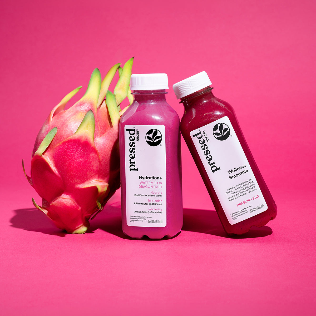 Pressed Pink Dragon Fruit Pack with Dragon Fruit Wellness Smoothie, Hydration+ Watermelon Dragon Fruit and fresh dragon fruit