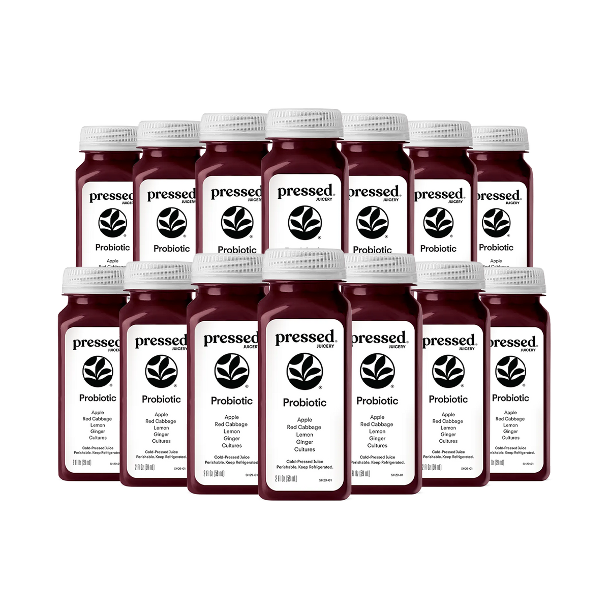 Pressed Juicery Probiotic Shot 14-Pack on a transparent background