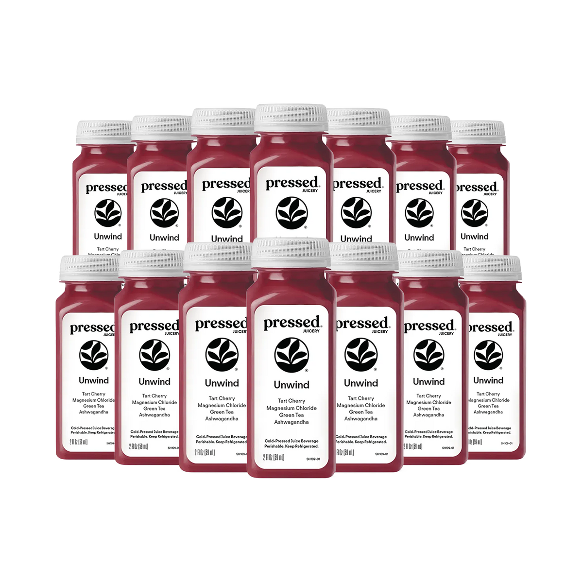 Pressed Juicery Unwind Wellness Shot 14-Pack on a transparent background