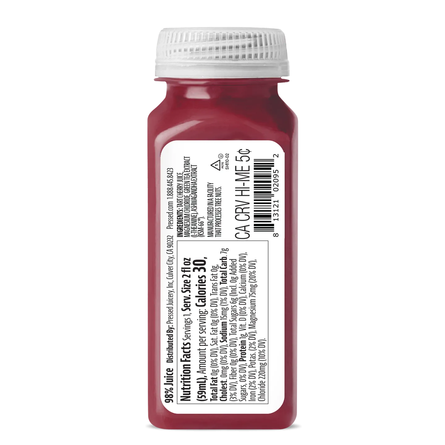 Red bottle with a white label on a white background